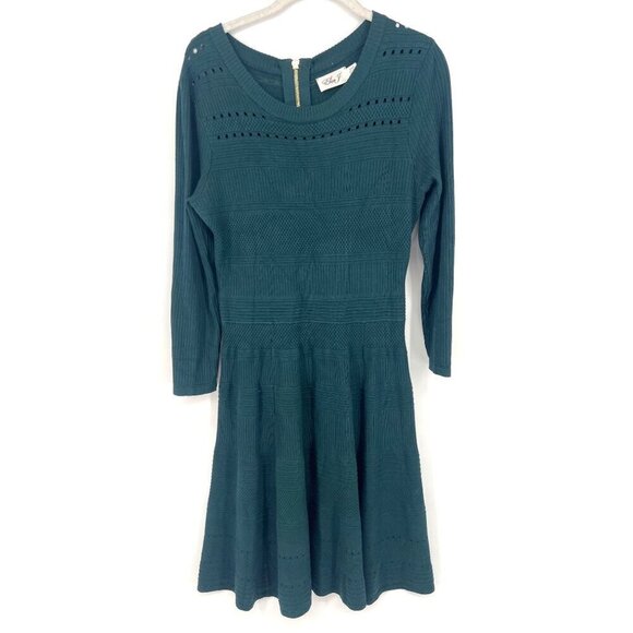 Eliza J Womens Fit and Flare Sweater Dress Green Size Medium - Picture 1 of 5